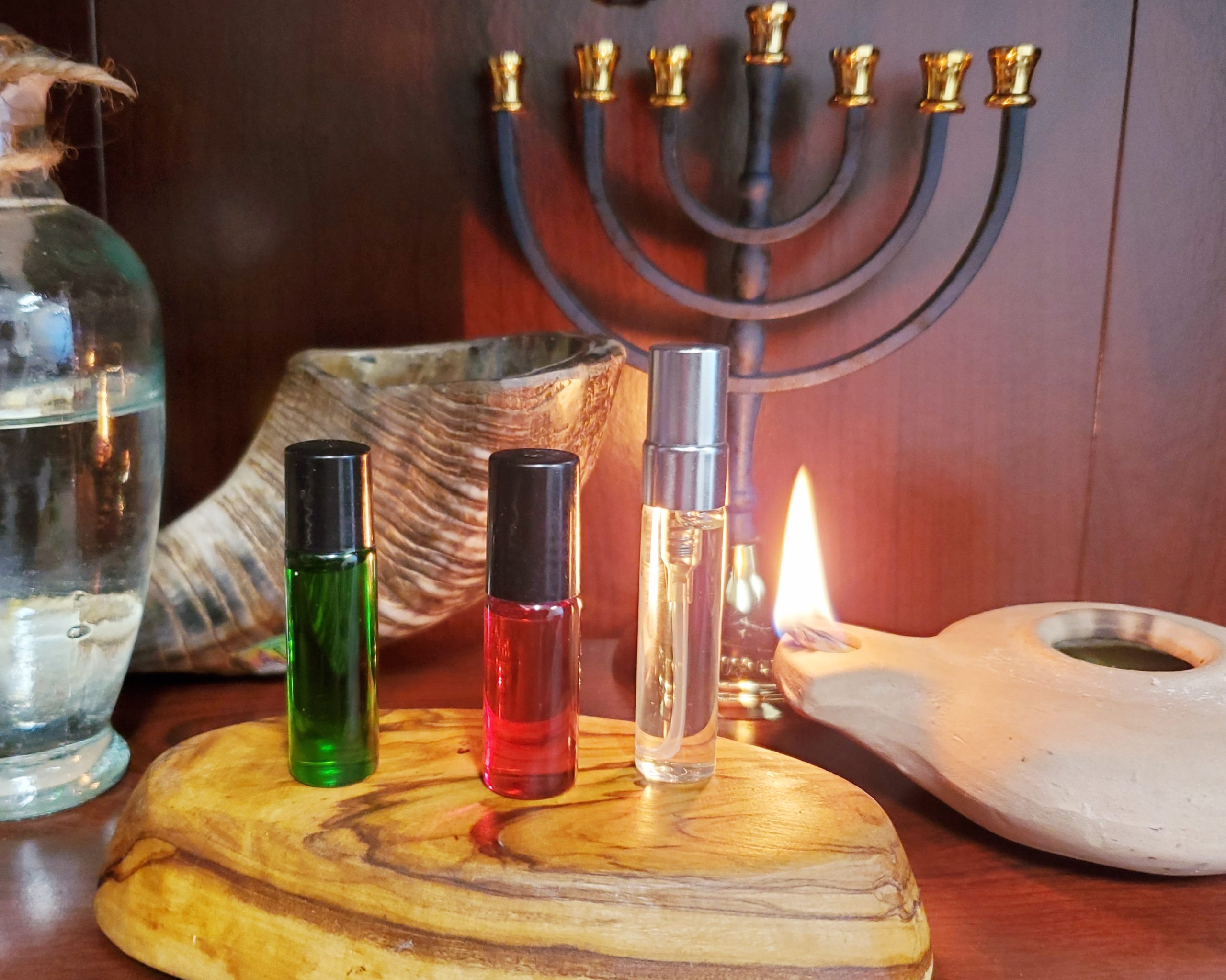 Olive Wood Bottle & Anointing Oil Sets